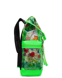 grüner Leder Rucksack mit Blumenmuster von Gucci