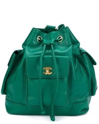 grüner Leder Rucksack von Chanel