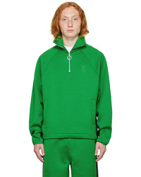 grüner Pullover mit einem Reißverschluss am Kragen von AMI Alexandre Mattiussi