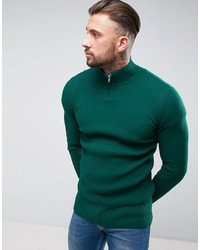 grüner Pullover mit einem Reißverschluss am Kragen von Asos