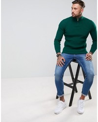 grüner Pullover mit einem Reißverschluss am Kragen von Asos