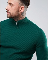 grüner Pullover mit einem Reißverschluss am Kragen von Asos