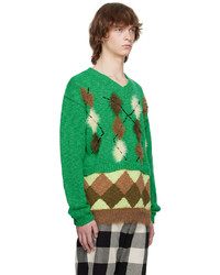 grüner Pullover mit einem Rundhalsausschnitt mit Argyle-Muster von Andersson Bell