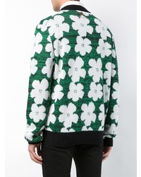 grüner Pullover mit einem Rundhalsausschnitt mit Blumenmuster von Calvin Klein 205W39nyc