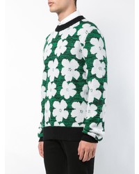 grüner Pullover mit einem Rundhalsausschnitt mit Blumenmuster von Calvin Klein 205W39nyc