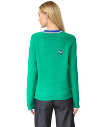 grüner Pullover mit einem Rundhalsausschnitt von Mira Mikati