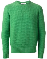 grüner Pullover mit einem Rundhalsausschnitt