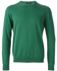 grüner Pullover mit einem Rundhalsausschnitt von Zanone
