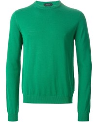 grüner Pullover mit einem Rundhalsausschnitt von Zanone