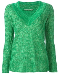 grüner Pullover mit einem V-Ausschnitt von Ermanno Scervino