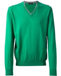 grüner Pullover mit einem V-Ausschnitt von Fay