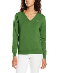 grüner Pullover mit einem V-Ausschnitt von GANT