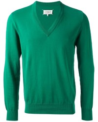 grüner Pullover mit einem V-Ausschnitt von Maison Margiela