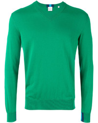grüner Pullover mit einem V-Ausschnitt von Paul Smith