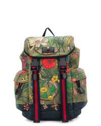 grüner Rucksack mit Blumenmuster von Gucci