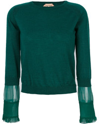grüner Seide Pullover mit einem Rundhalsausschnitt von No.21