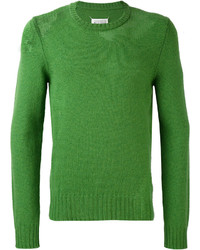 grüner Strick Pullover mit einem Rundhalsausschnitt