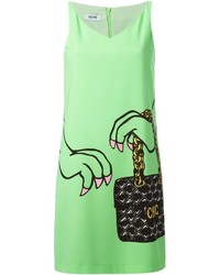 grünes bedrucktes gerade geschnittenes Kleid von Moschino Cheap & Chic