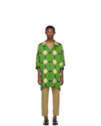 grünes bedrucktes Kurzarmhemd von Gucci