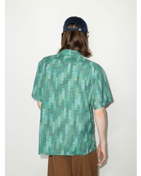 grünes bedrucktes Kurzarmhemd von Beams Plus