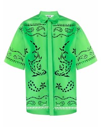grünes bedrucktes Kurzarmhemd von MSGM