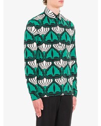 grünes bedrucktes Langarmhemd von Prada