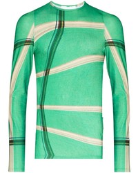 grünes bedrucktes Langarmshirt von Bianca Saunders