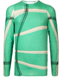 grünes bedrucktes Langarmshirt von Bianca Saunders