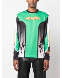 grünes bedrucktes Langarmshirt von Heron Preston