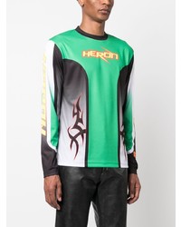 grünes bedrucktes Langarmshirt von Heron Preston