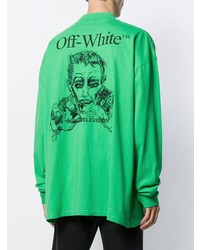 grünes bedrucktes Langarmshirt von Off-White