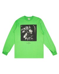 grünes bedrucktes Langarmshirt von Supreme