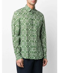 grünes bedrucktes Leinen Langarmhemd von PENINSULA SWIMWEA
