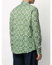 grünes bedrucktes Leinen Langarmhemd von PENINSULA SWIMWEA