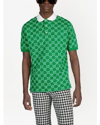grünes bedrucktes Polohemd von Gucci