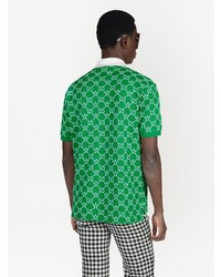 grünes bedrucktes Polohemd von Gucci