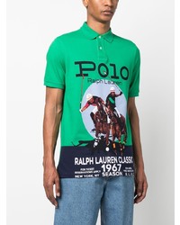 grünes bedrucktes Polohemd von Polo Ralph Lauren