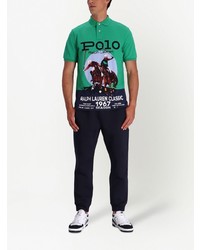 grünes bedrucktes Polohemd von Polo Ralph Lauren