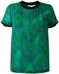 grünes bedrucktes Seide T-shirt von Diane von Furstenberg