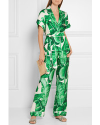 grünes bedrucktes Seidehemd von Dolce & Gabbana