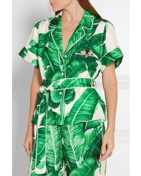 grünes bedrucktes Seidehemd von Dolce & Gabbana