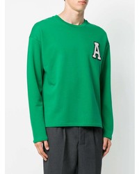 grünes bedrucktes Sweatshirt von AMI Alexandre Mattiussi