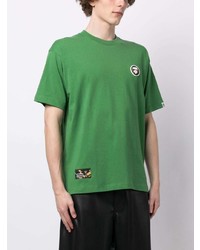 grünes bedrucktes T-Shirt mit einem Rundhalsausschnitt von AAPE BY A BATHING APE