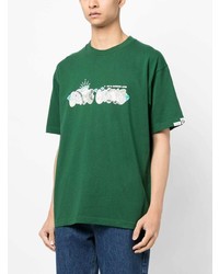 grünes bedrucktes T-Shirt mit einem Rundhalsausschnitt von AAPE BY A BATHING APE