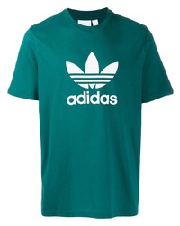 grünes bedrucktes T-Shirt mit einem Rundhalsausschnitt von adidas