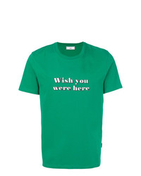 grünes bedrucktes T-Shirt mit einem Rundhalsausschnitt von AMI Alexandre Mattiussi