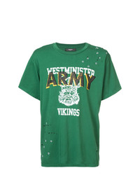 grünes bedrucktes T-Shirt mit einem Rundhalsausschnitt von Amiri