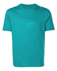 grünes bedrucktes T-Shirt mit einem Rundhalsausschnitt von Armani Exchange