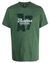 grünes bedrucktes T-Shirt mit einem Rundhalsausschnitt von Barbour