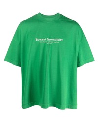 grünes bedrucktes T-Shirt mit einem Rundhalsausschnitt von Bonsai